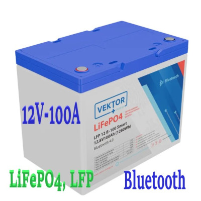 Аккумуляторная батарея LFP 12-100 Smart Vektor Energy LiFePO4 (12V; 100A), Bluetooth